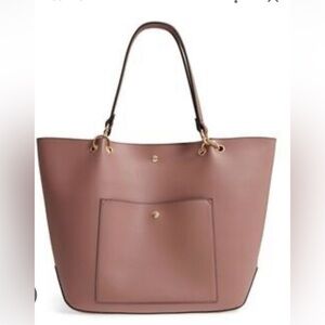 Sole Society Faux Leather Tote Shoulder Bag Light Purple mauve Snap Closure L